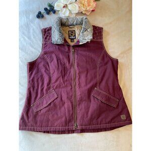 Noble Outfitters Womens Faux Fur Collar Quilted Vest XL Burgundy Gorpcore
